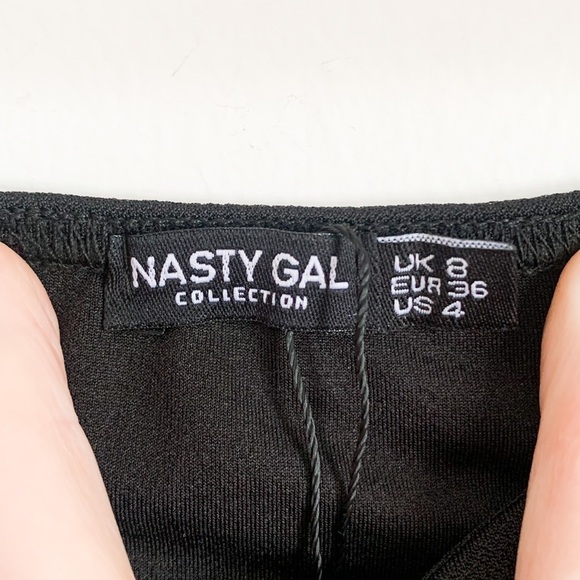 Nasty Gal Collection Black Sheer Puff Sleeve Crop Top Sz 4 - Picture 6 of 9